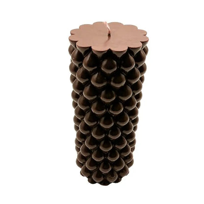 Australian Sandalwood Scented Soy Pillar Candle with a decorative pattern