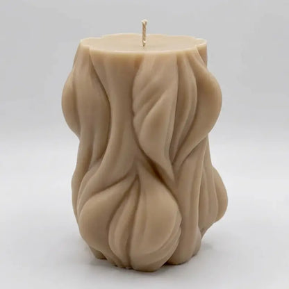 Beige Decorative Candle 1.2kg with unique texture, perfect for adding style and fragrance to any room.