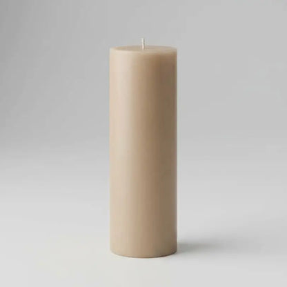 Beige Giant Pillar Candle - Customisable 27cm x 9cm for extended use and visual impact.