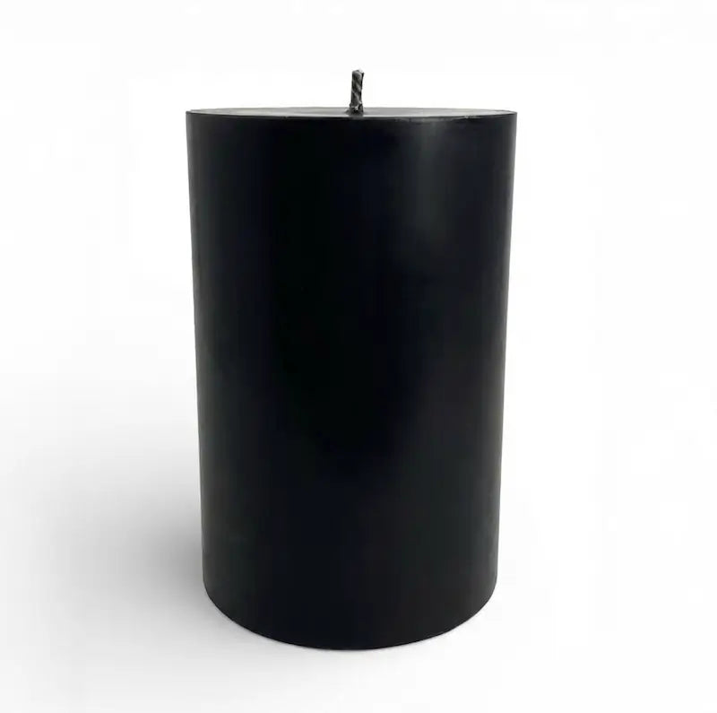 Extra Large Candle in sleek black color, handcrafted soy pillar design with long burn time.