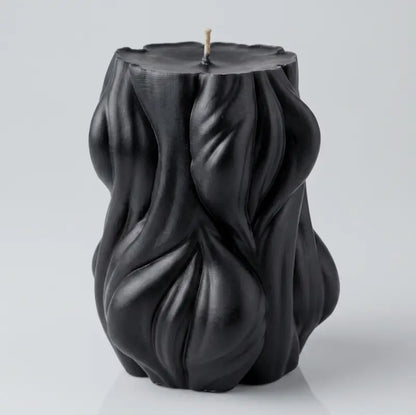 Black Decorative Candle 1.2kg with a unique textured design, ideal for contemporary decor and long-lasting fragrance.