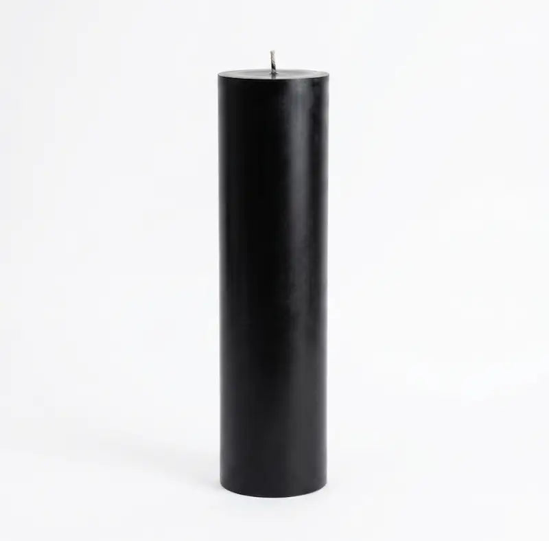 Tall Candle - 30cm tall black pillar candle designed for elegance and customizable decor.