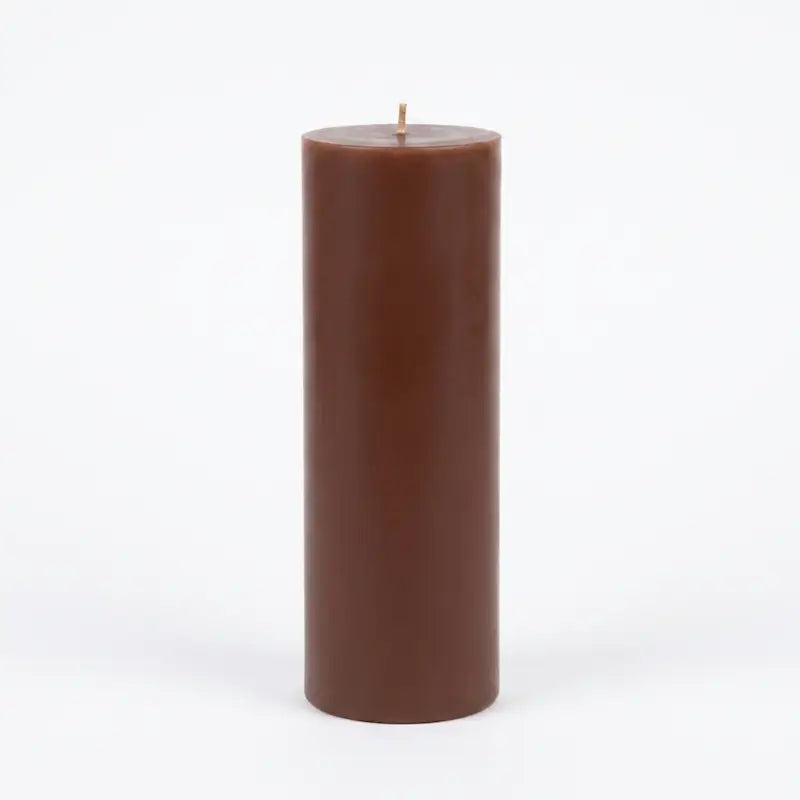 Giant Pillar Candle in rich brown, 27cm tall and 9cm wide, perfect for impactful decor.