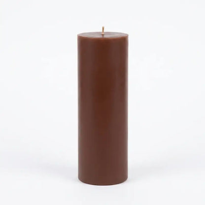 Giant Pillar Candle in rich brown, 27cm tall and 9cm wide, perfect for impactful decor.