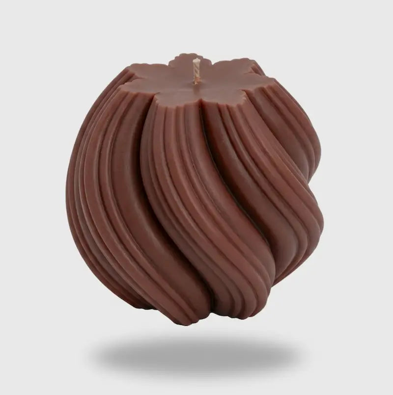 Ball Candle Extra Large Customisable Pillar in a rich chocolate color with a flowing design, perfect for home decor.