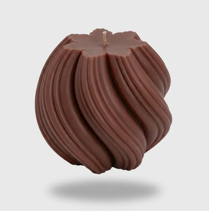 Ball Candle Extra Large Customisable Pillar in a rich chocolate color with a flowing design, perfect for home decor.
