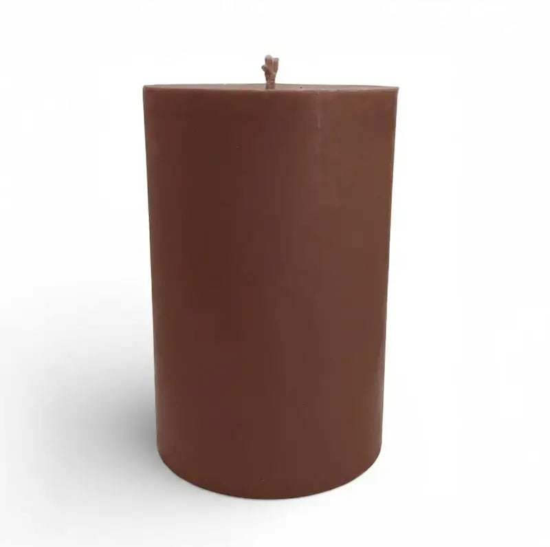 Extra Large Candle in rich brown color, handcrafted soy pillar with a minimalist design.