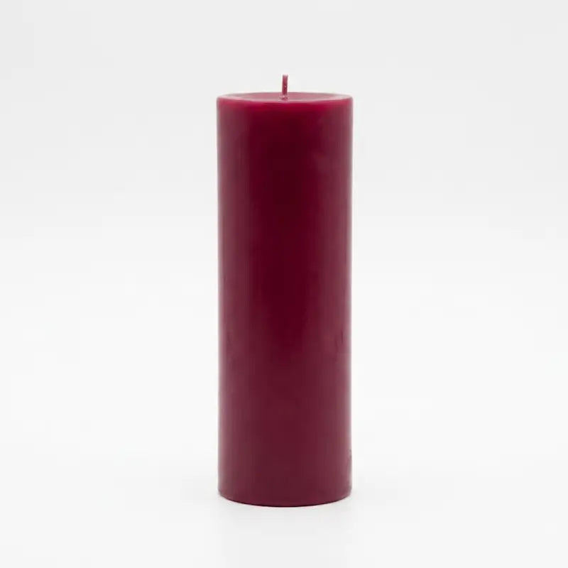 Giant Pillar Candle in a deep red color, standing 27cm tall and 9cm diameter, designed for extended burning.