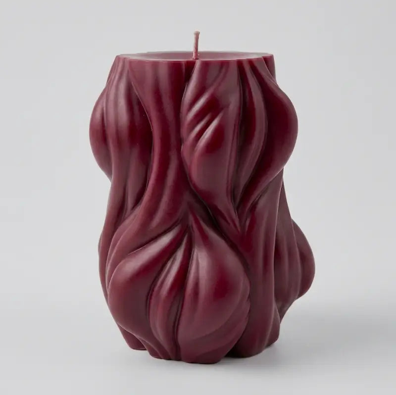 Decorative Candle 1.2kg in deep burgundy, featuring a unique and artistic design for modern decor.
