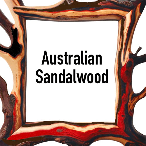 Candle Gift Set featuring Australian Sandalwood scent with wooden frame design, part of 12 Australian Scents collection
