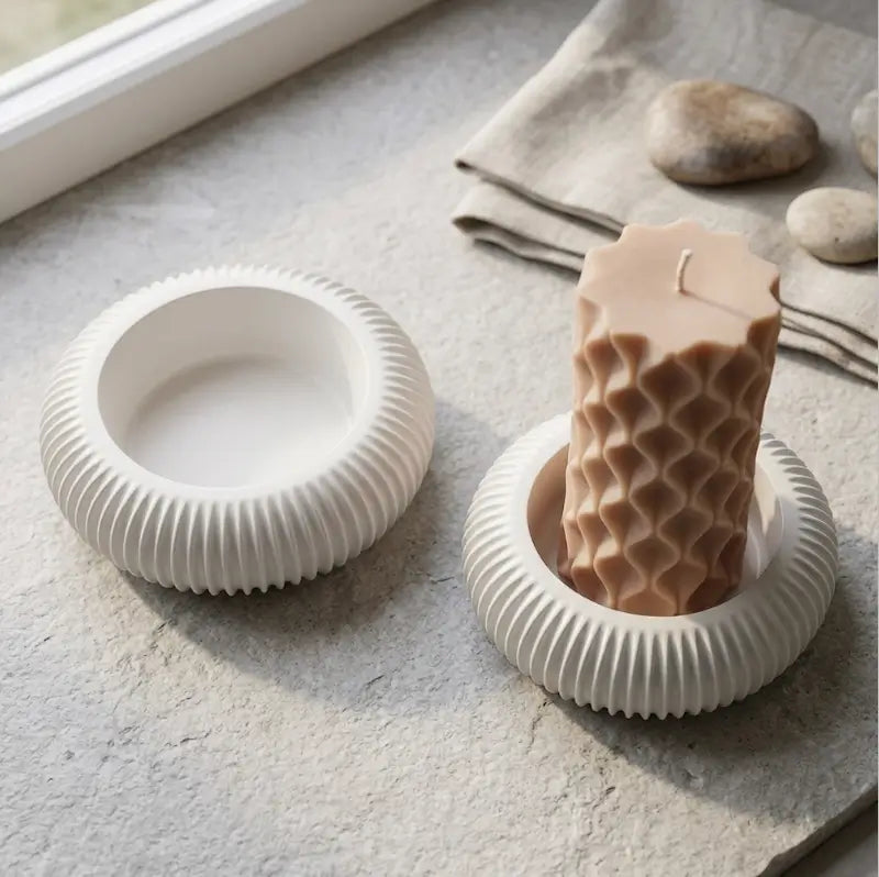 Candle Holder - Decorative Set of 2 designed for stability and heat resistance with a stylish design and larger pillar candles.
