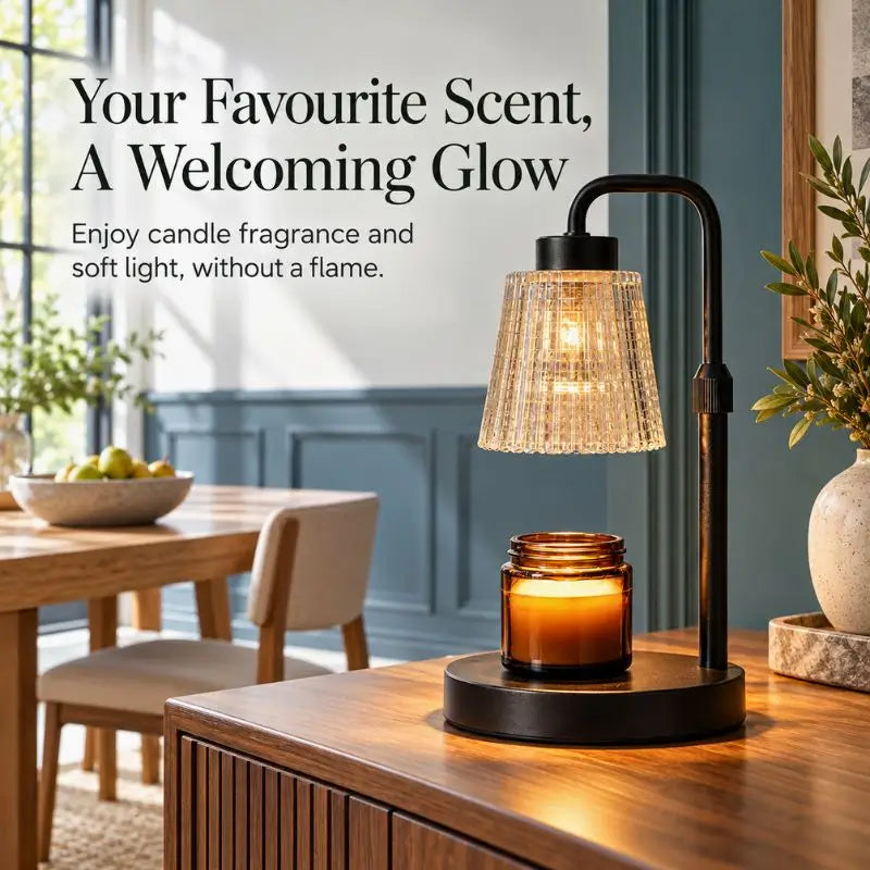 Candle Warmer Lamp providing soft light and fragrance with a candle, enhancing home decor and ambiance.