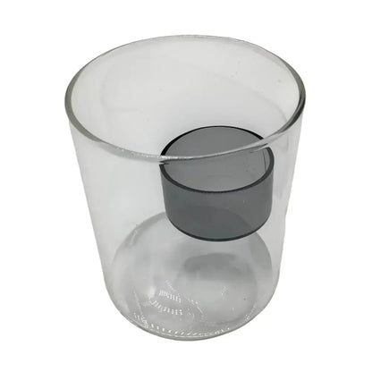 Clear glass with black interior on a white background
