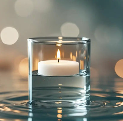 Floating Candles in a Glass Holder on Water, Perfect for Enchanting Glow and Celebrations