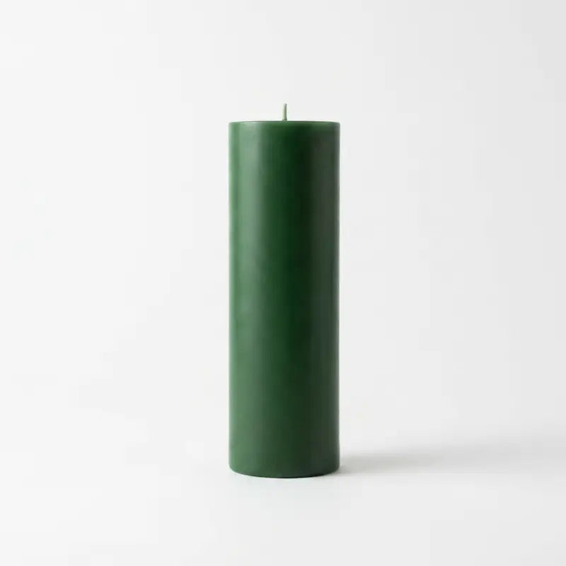 Giant Pillar Candle in green color, 27cm tall and 9cm in diameter for impactful decor.