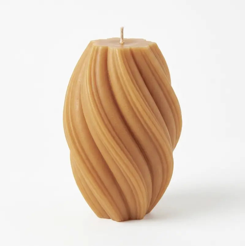 Large Pillar Candle Swirly Shape in a unique sculptural design, showcasing handcrafted quality and premium fragrance.