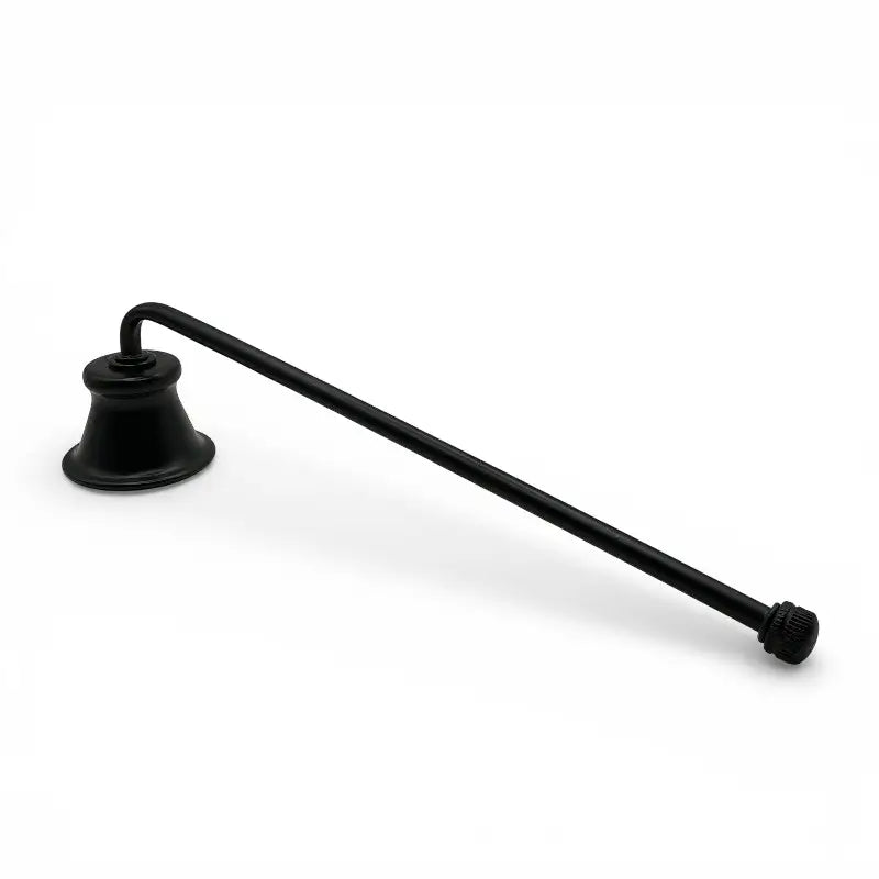 Candle Snuffer Extinguishing Tool made of matte black wrought iron for safe candle care and smoke-free extinguishing.