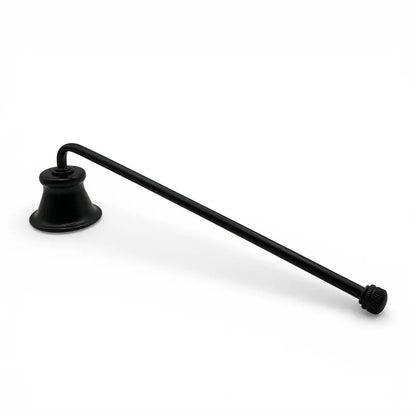 Candle Snuffer Extinguishing Tool made of matte black wrought iron for safe candle care and smoke-free extinguishing.
