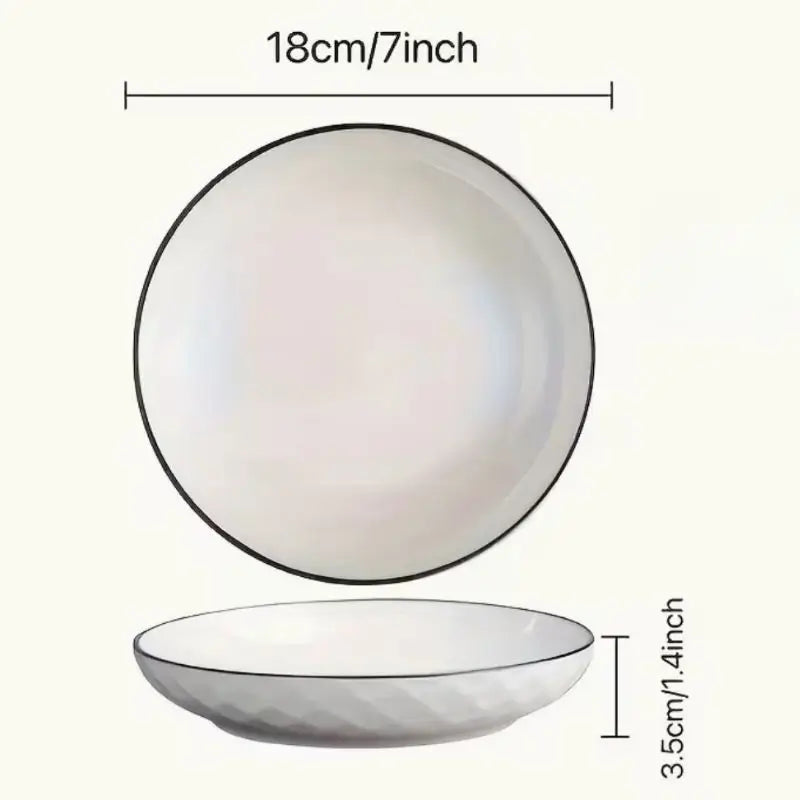 Large Ceramic Candle Plate with diamond hexagon pattern and black rim, 18cm in diameter.