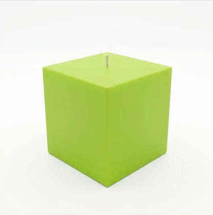 Customisable Candle - Extra Large Pillar in green, square-shaped, 10cm x 10cm, perfect for personalized fragrance and color selection.
