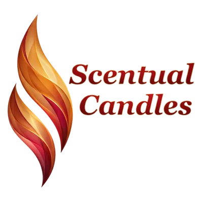 Logo of Scentual Candles with wavy flame design on a white background