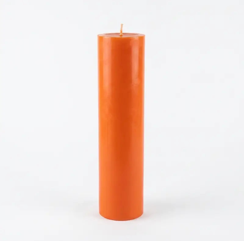 Tall Candle in vibrant orange, 30cm high and 7cm wide, perfect for adding elegance to any space.