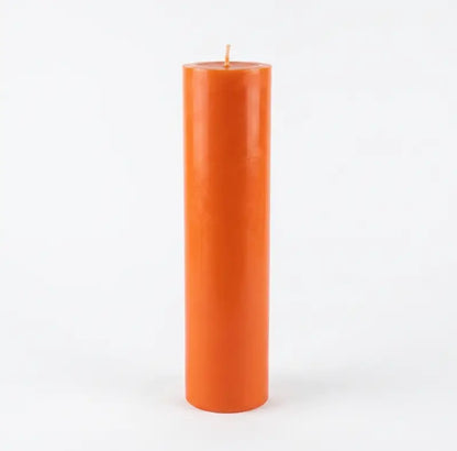 Tall Candle in vibrant orange, 30cm high and 7cm wide, perfect for adding elegance to any space.