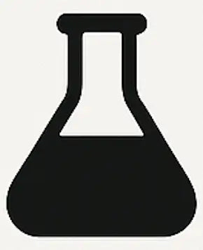 Black silhouette of a beaker on a white background