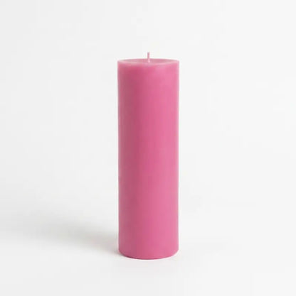 Giant Pillar Candle in vibrant pink color, measuring 27cm x 9cm for impactful lighting and ambiance.