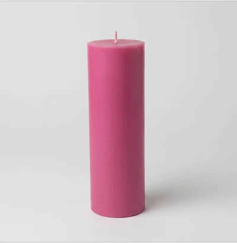 Big Candle in vibrant pink color, a tall oversized pillar candle perfect for bold décor and customizable scent.