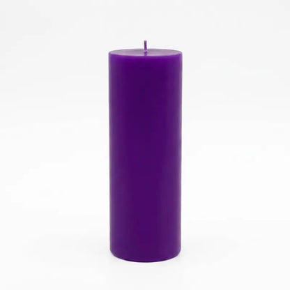 Giant Pillar Candle in vibrant purple color, oversized 27cm x 9cm for long-lasting ambiance.