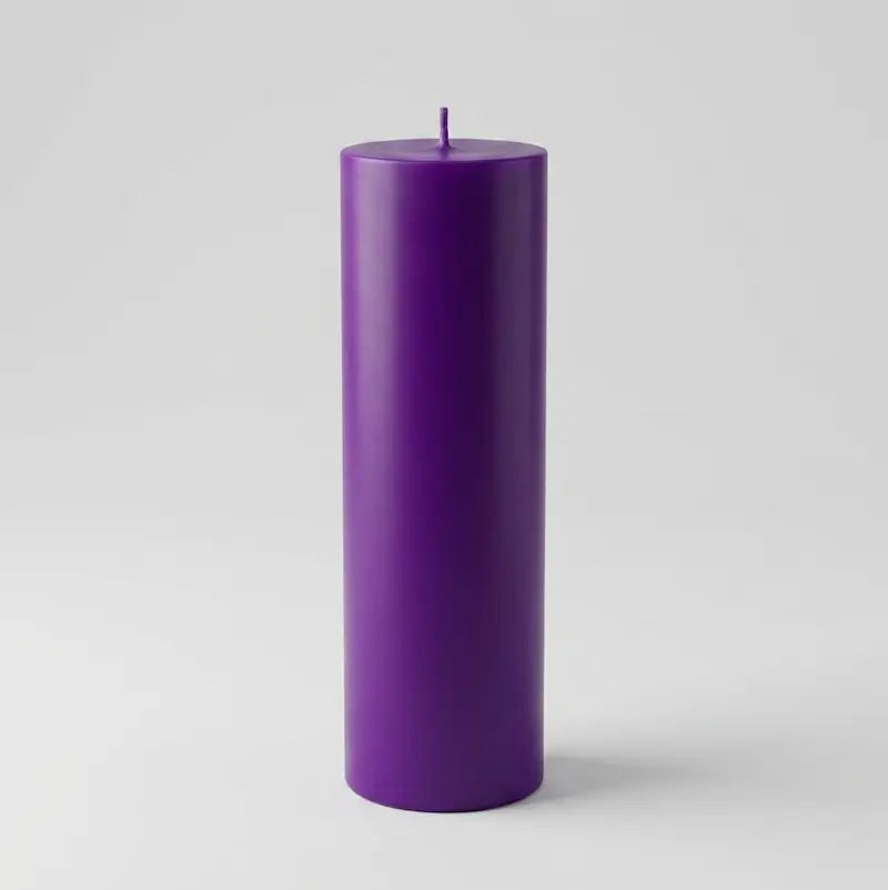Big Candle in vibrant purple color, a customisable oversized pillar candle for bold décor and fragrance.