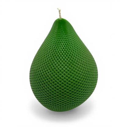 Green Water Drop Candle with geometric lattice texture, teardrop shape, designed for visual impact and long-lasting fragrance.