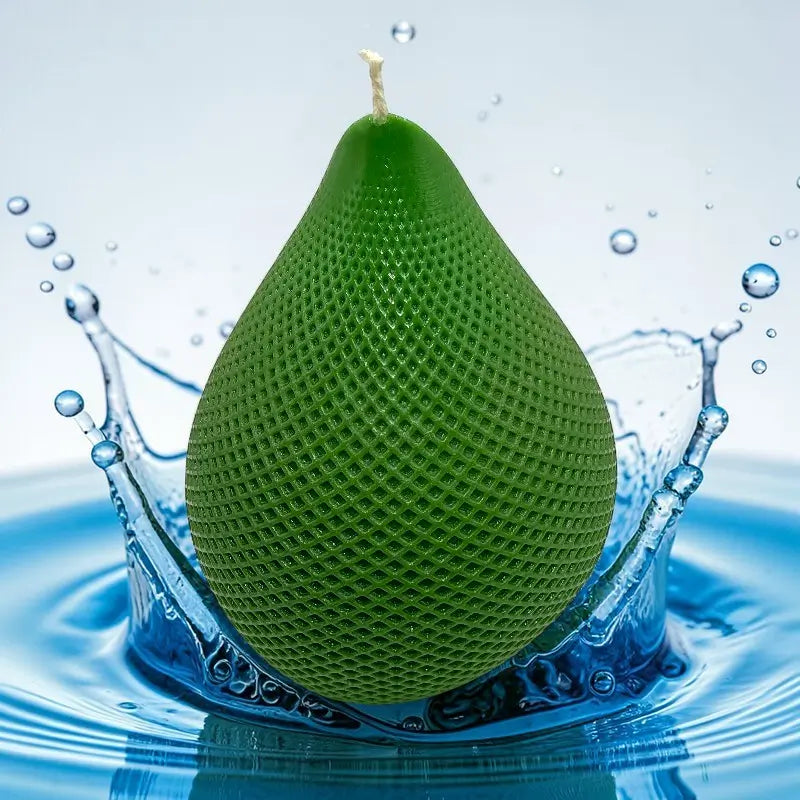 Water Drop Candle with green geometric design in splash of water