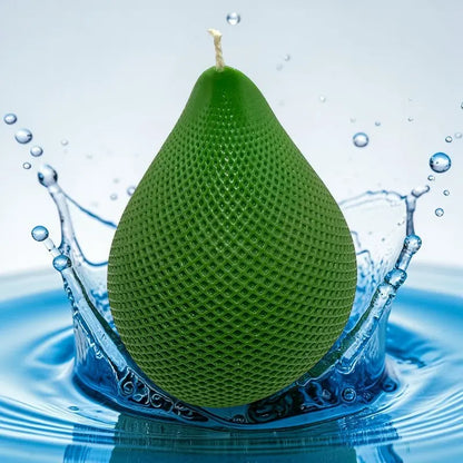 Water Drop Candle with green geometric design in splash of water