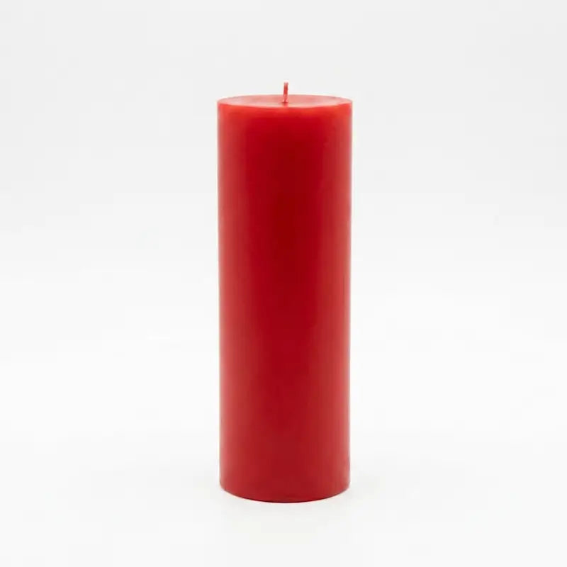 Giant Pillar Candle in red, 27cm tall and 9cm wide, perfect for extended use and visual impact.