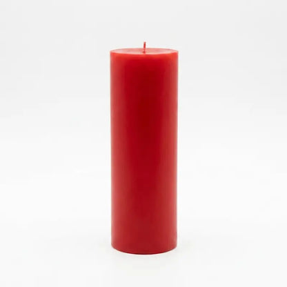 Giant Pillar Candle in red, 27cm tall and 9cm wide, perfect for extended use and visual impact.