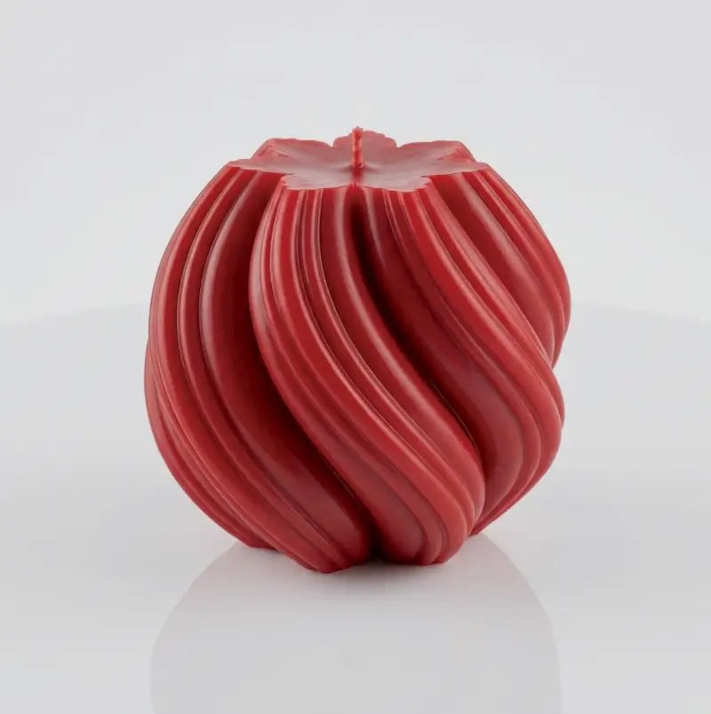 Red Ball Candle Extra Large Customisable Pillar with a sculptural design for home decor.