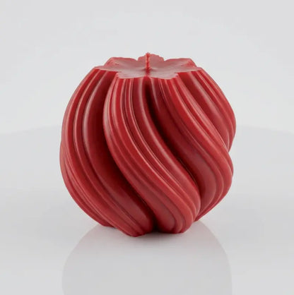 Red Ball Candle Extra Large Customisable Pillar with a sculptural design for home decor.