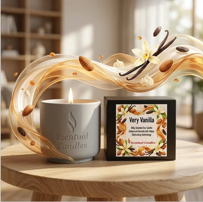 Odour Eliminating Candle in Very Vanilla scent with natural fragrance and odour-neutralising technology.
