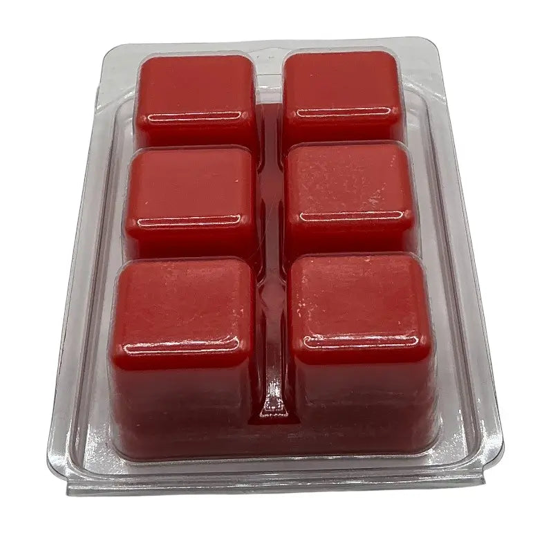Red soy scented Wax Melts 6 cube pack for home fragrance.