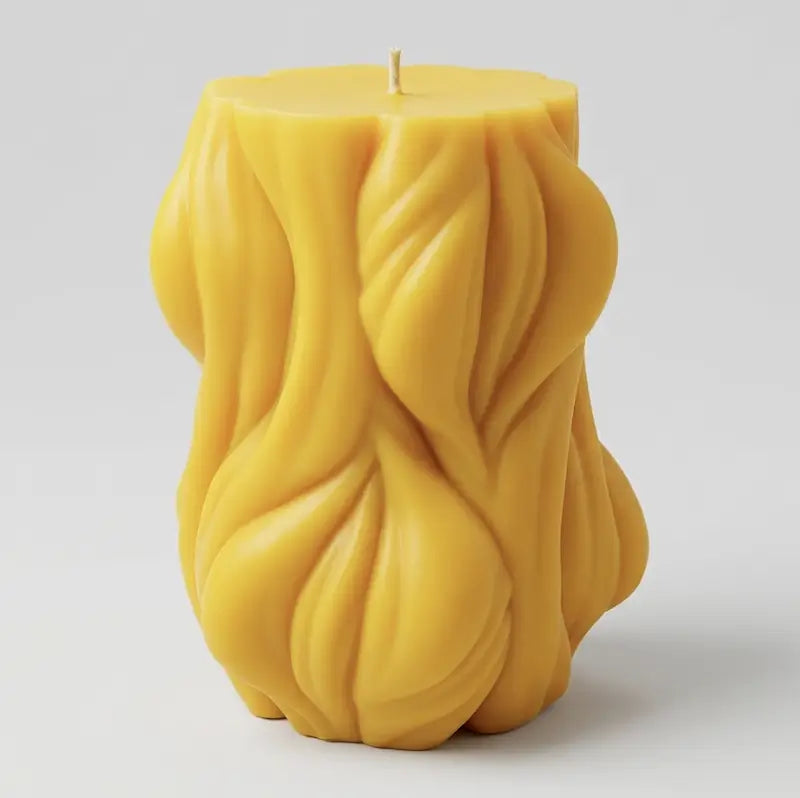 Decorative Candle 1.2kg in vibrant yellow with unique textured design, perfect for adding style and fragrance to any space.