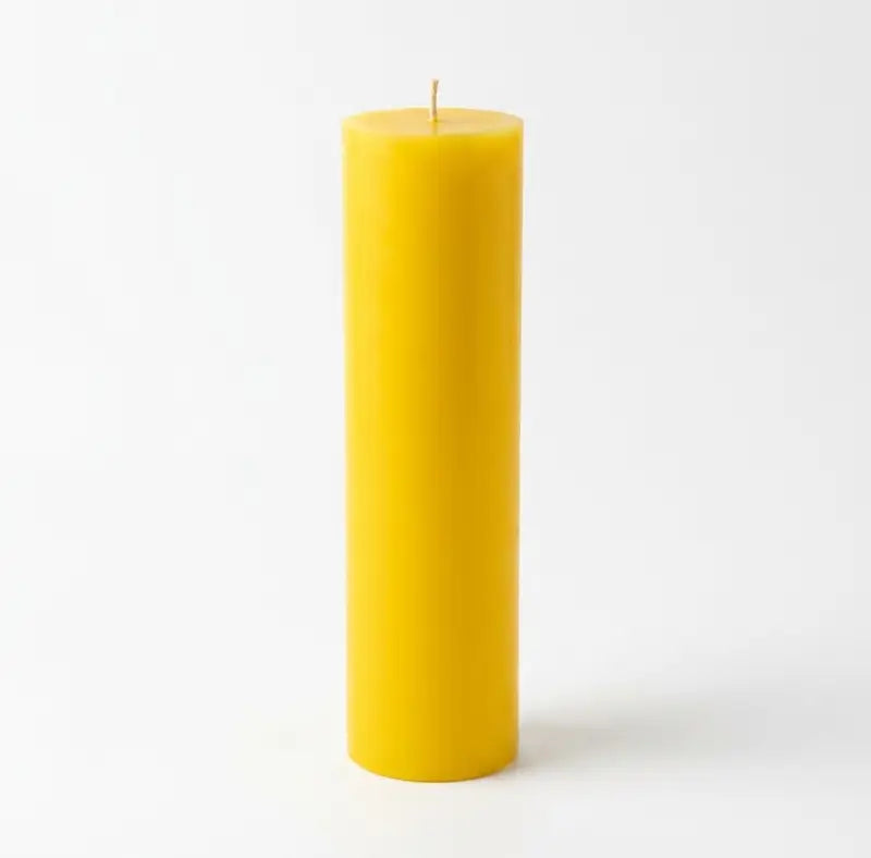 Tall Candle in bright yellow, 30cm tall and 7cm wide, handcrafted and customizable.
