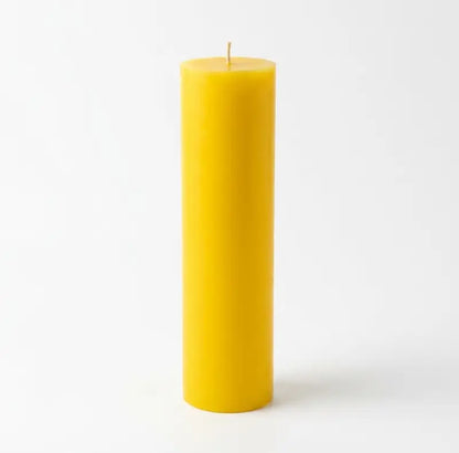 Tall Candle in bright yellow, 30cm tall and 7cm wide, handcrafted and customizable.