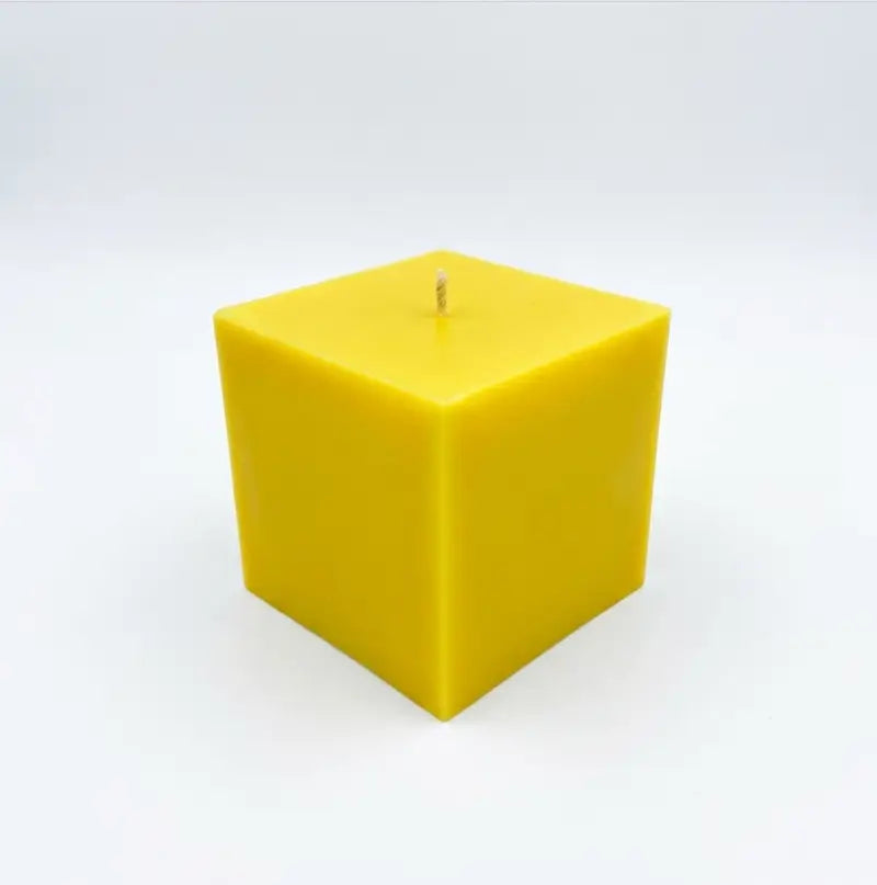 Custom Candle Extra Large Square in vibrant yellow, perfect for personalized fragrance and color options.