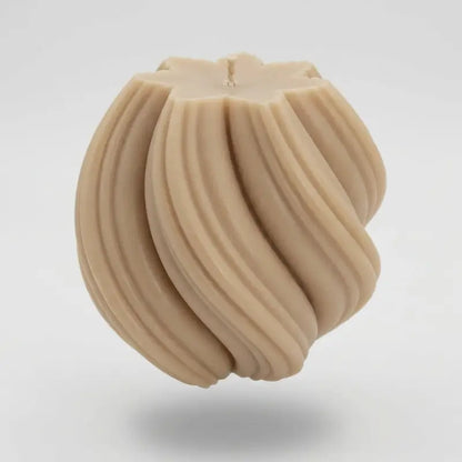 Beige Ball Candle extra large customisable pillar in a unique sculptural design, hand-poured in Sydney.