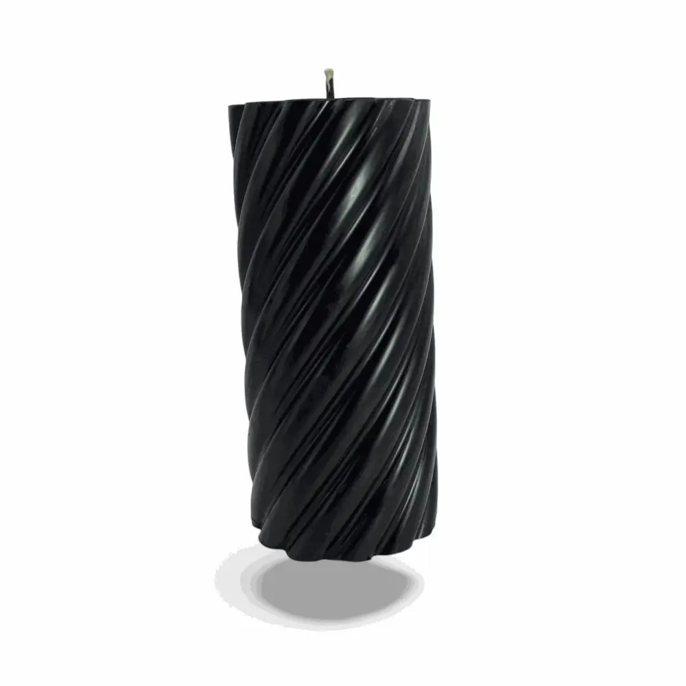 450g Spiral Column Black Vanilla Scented Soy Pillar Candles