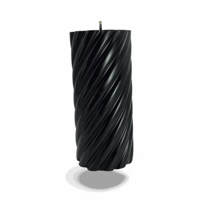 450g Spiral Column Black Vanilla Scented Soy Pillar Candles