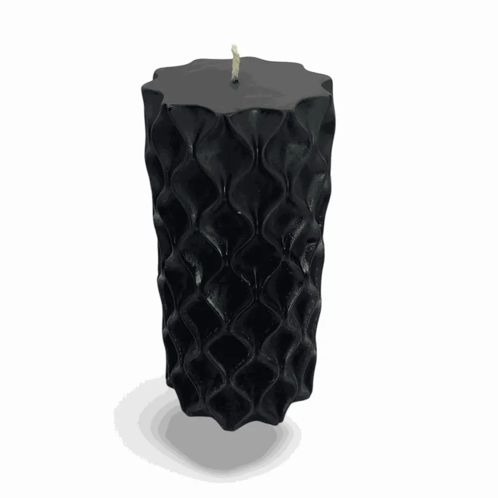490g Geometric Black Vanilla Scented Soy Pillar Candles