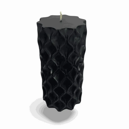 490g Geometric Black Vanilla Scented Soy Pillar Candles